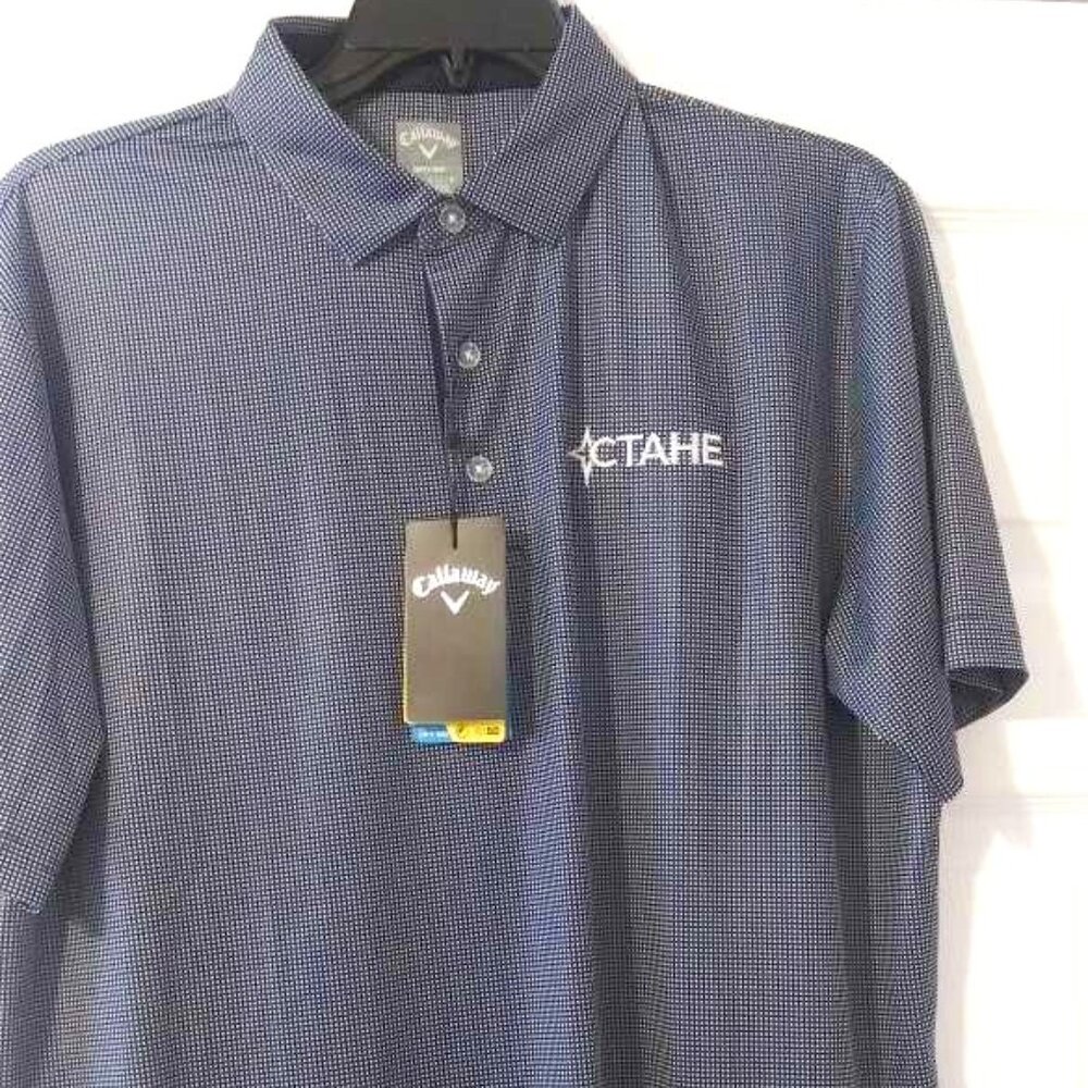 NWT Callaway Golf Polo Shirt  Navy CTAHE Embroidered Logo Men's Size L